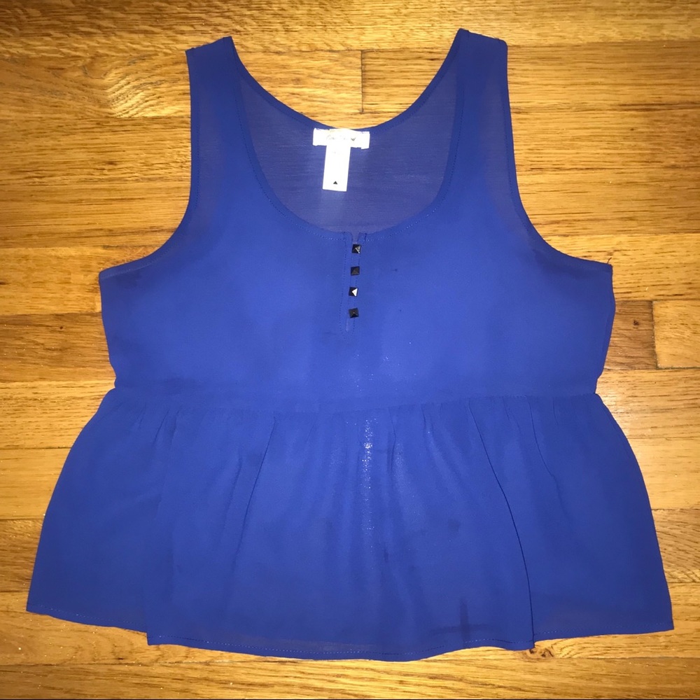 Sheer Blue Babydoll Style Tank w Working Buttons